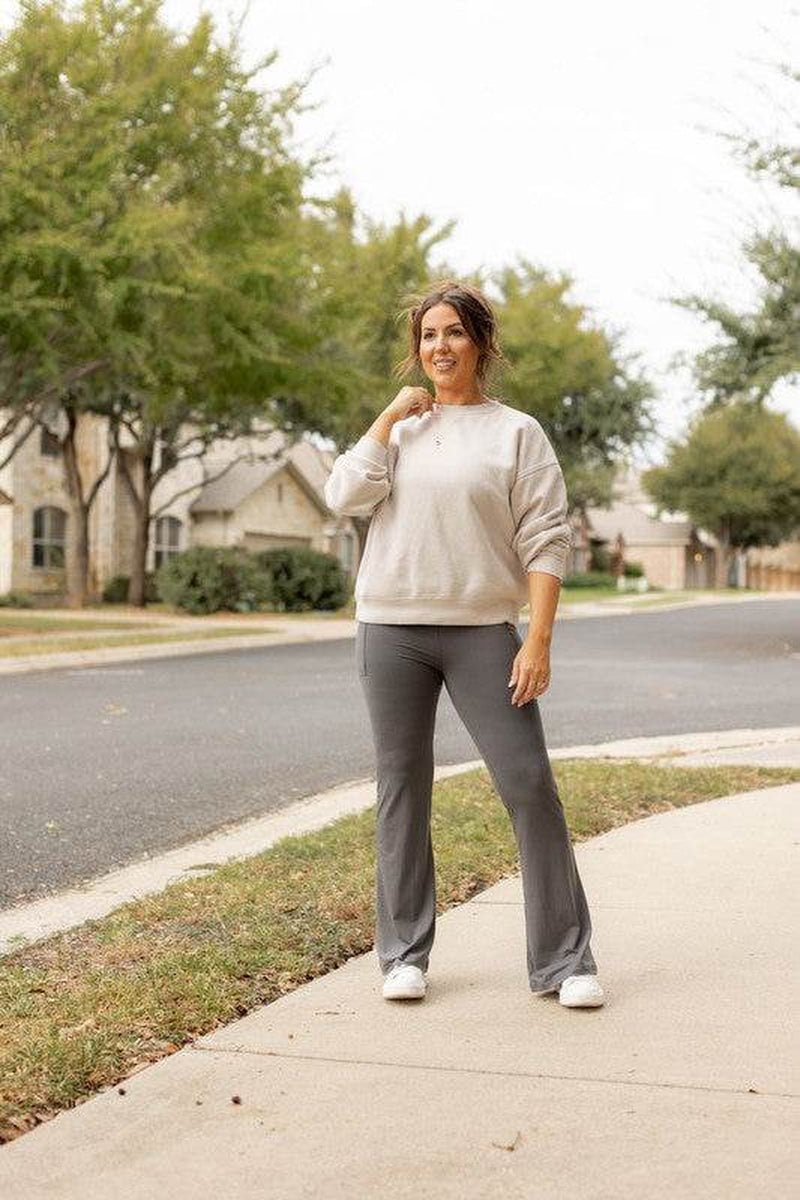 Cassie Everyday Bootcut Leggings – Charcoal